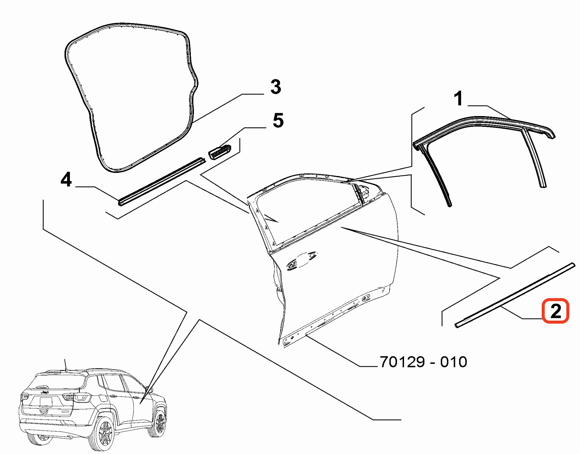 Jeep Compass Ön Sol Kapı Cam Çıtası 53329381 : 52144864
