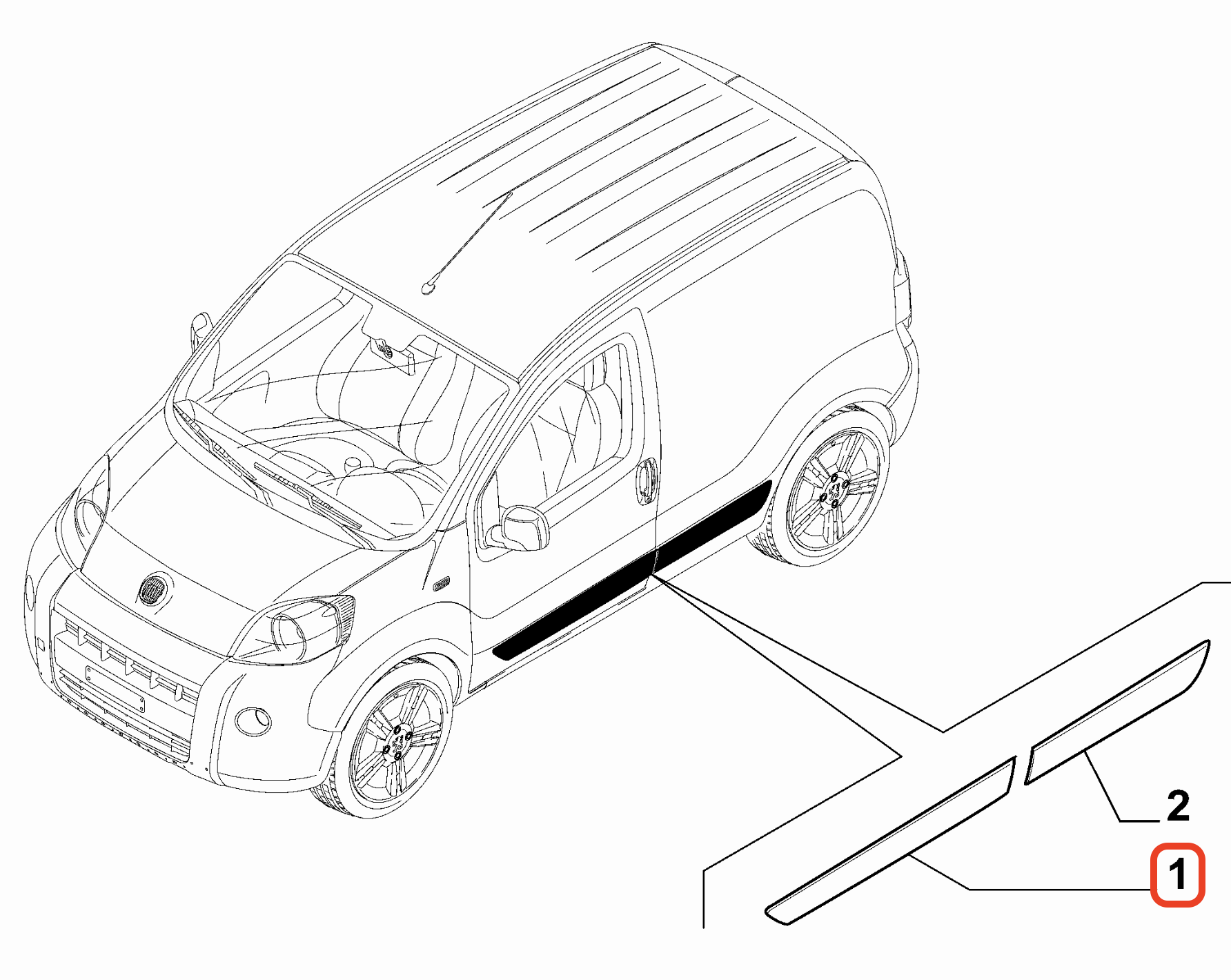 Fiat Fiorino 2016-2024 Sol Ön Kapı Çıtası OPAR 1308834070 735460577