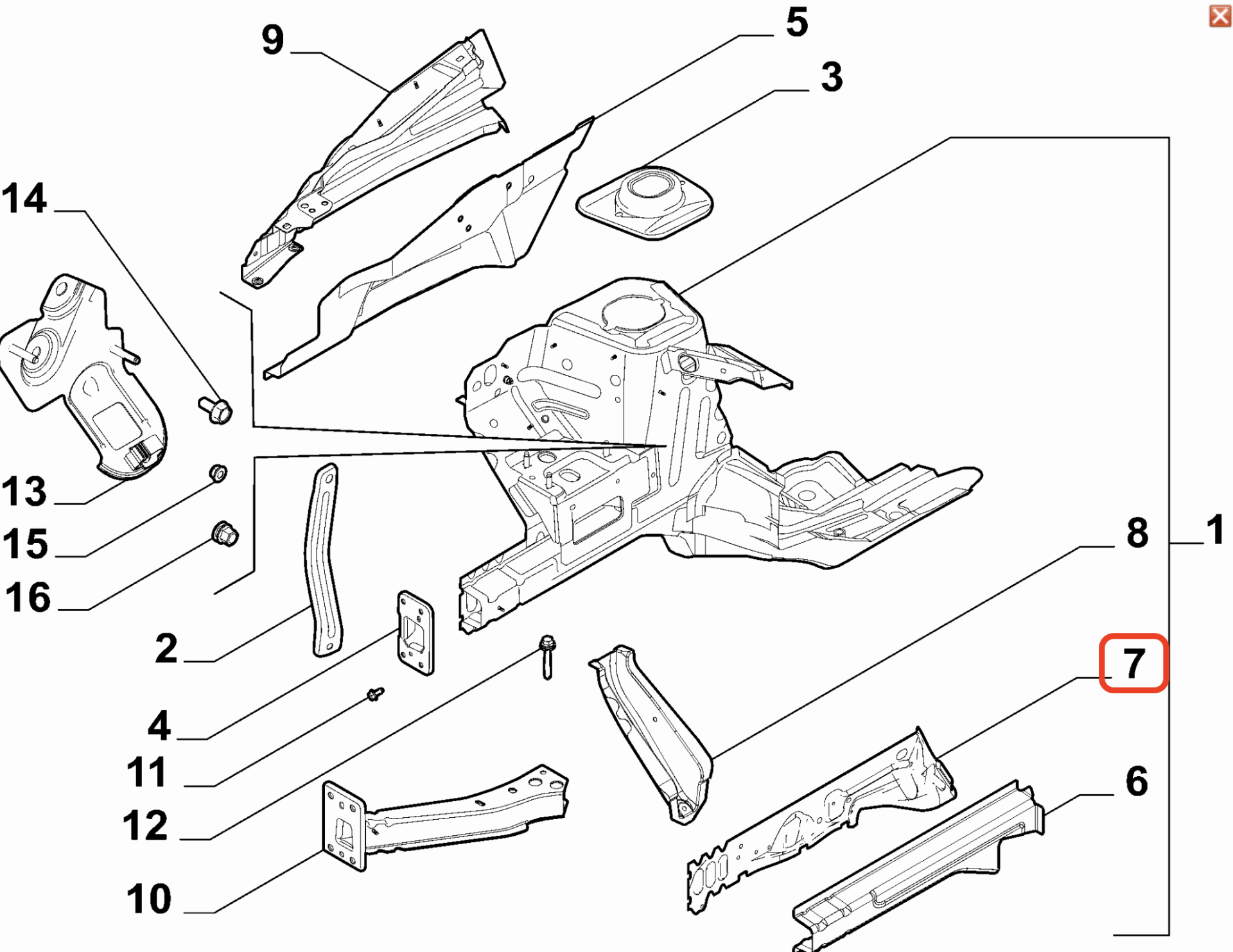 Fiat 500 Panda Sol Takviye Sacı 51795466