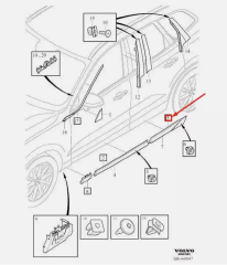 Volvo XC60 Arka Sağ Kapı Çıtası 39845982