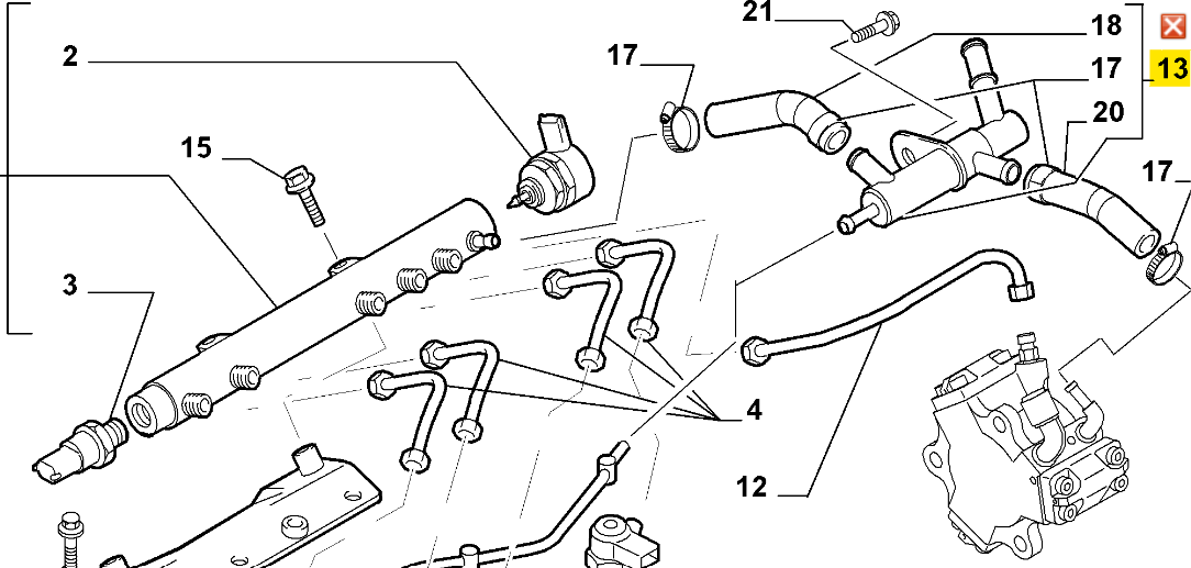 FIAT LANCIA Enjeksiyon Besleme Rakor 55199323