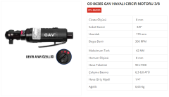 GAV Havalı Cırcır Motoru 3/8 OS-8638S