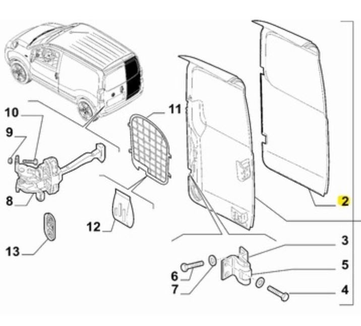 Fiorino Arka Sağ Kapı Sacı 1353167080