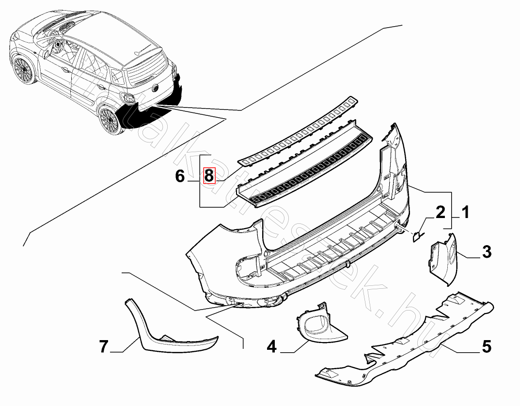Fiat Arka tampon kaplaması 500L 735578747