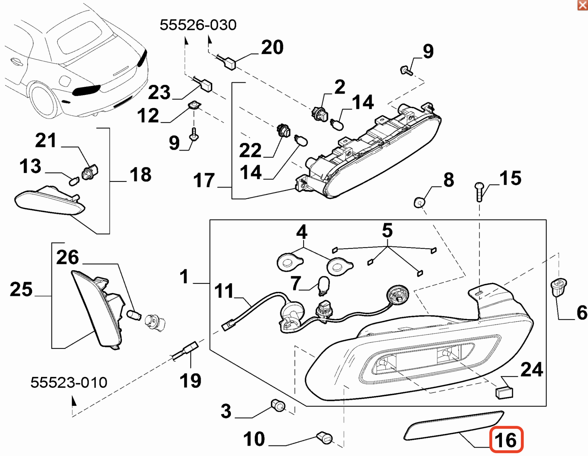 Fiat 124 Spider Sol Arka Tampon Kapağı OPAR 6000615208