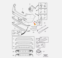 Volvo V40 2013 - 2015 Arka Sol Tampon Braketi 31316890