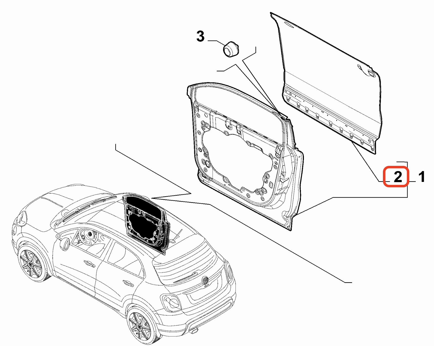 Fiat 500X Ön Sağ Kapı Sacı OPAR 51940165