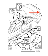 VOLVO S80 Arka Sol Stop Nikelajı 31283495