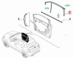 FIAT 500X Ön Sol Kapı Fitili Krom Üst Çerçeve 51960721