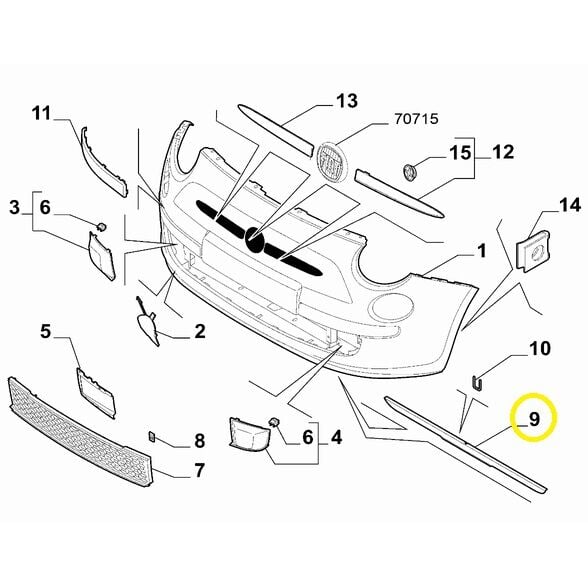 OPAR 51861057 Fiat 500 / Panda Ön Tampon Alt Spoiler