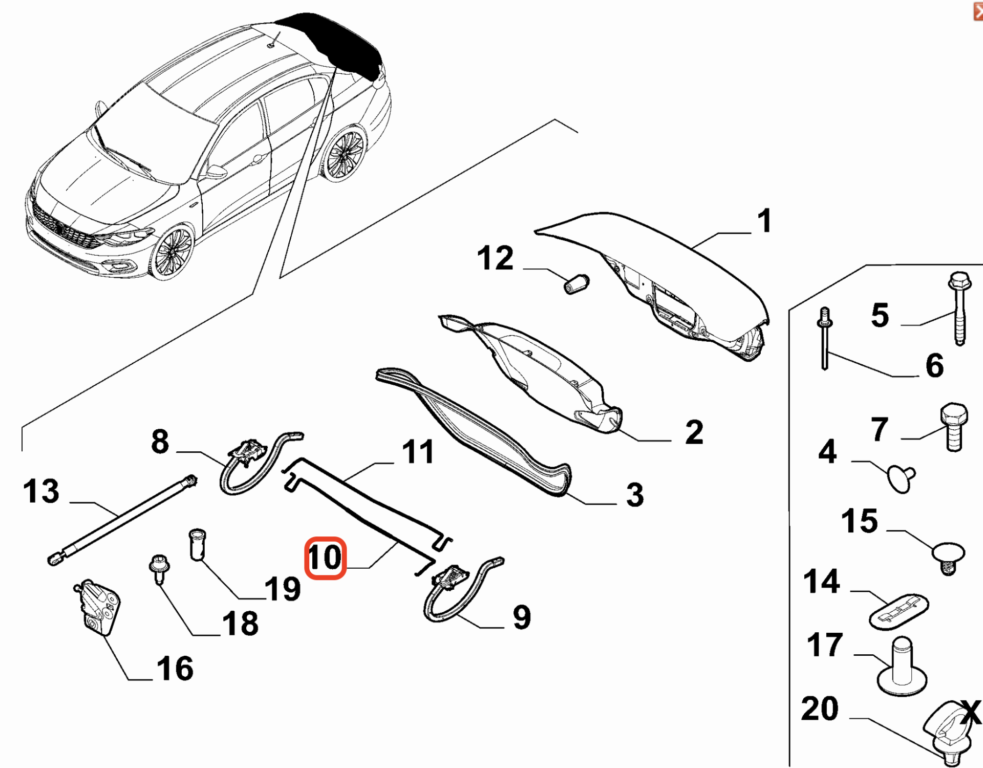 Fiat Egea Bagaj Menteşe Gergi Çubuğu Ön OPAR 52084291