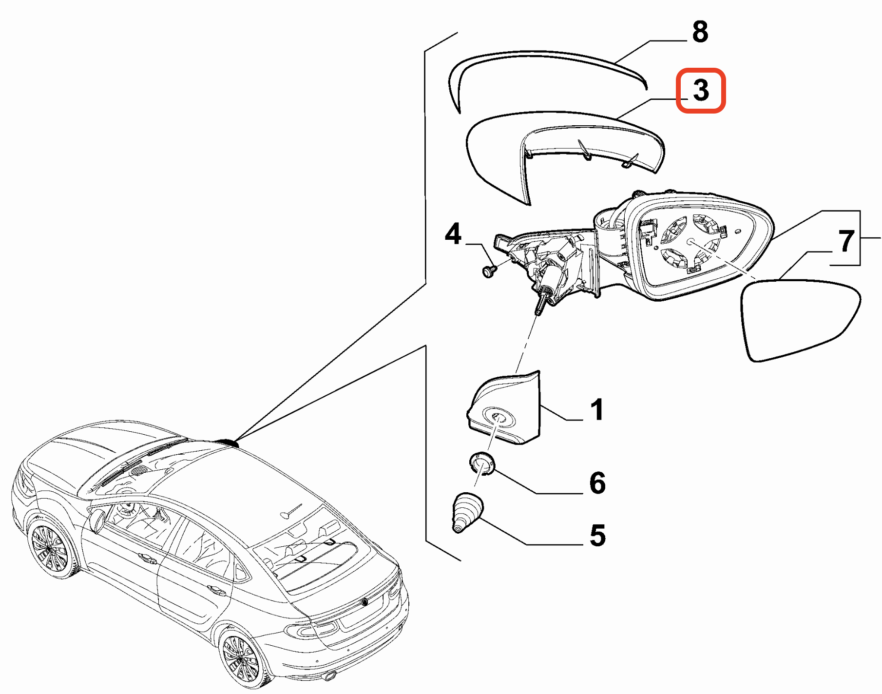 Fiat Egea Sağ Dikiz Ayna Kapağı OPAR 735715740