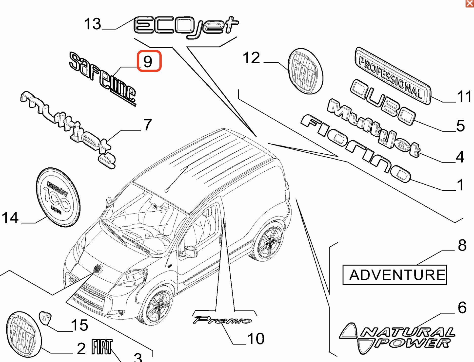 Fiat Fiorino Safeline Amblem Yazı 51950066