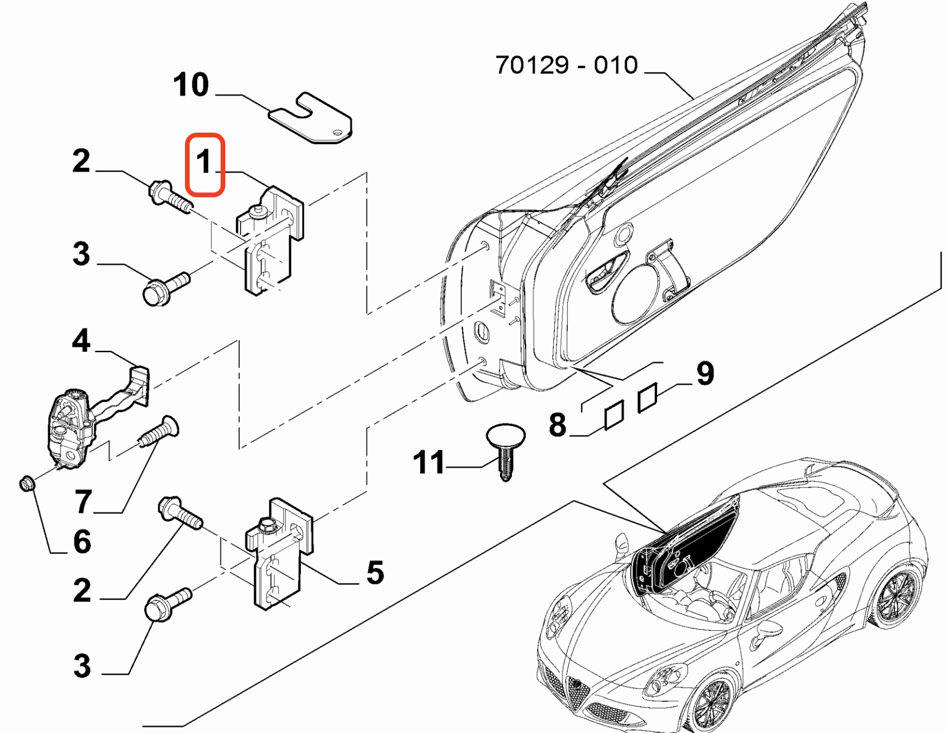 OPAR 50525347 Fiat Ön Sol Üst Kapı Menteşesi