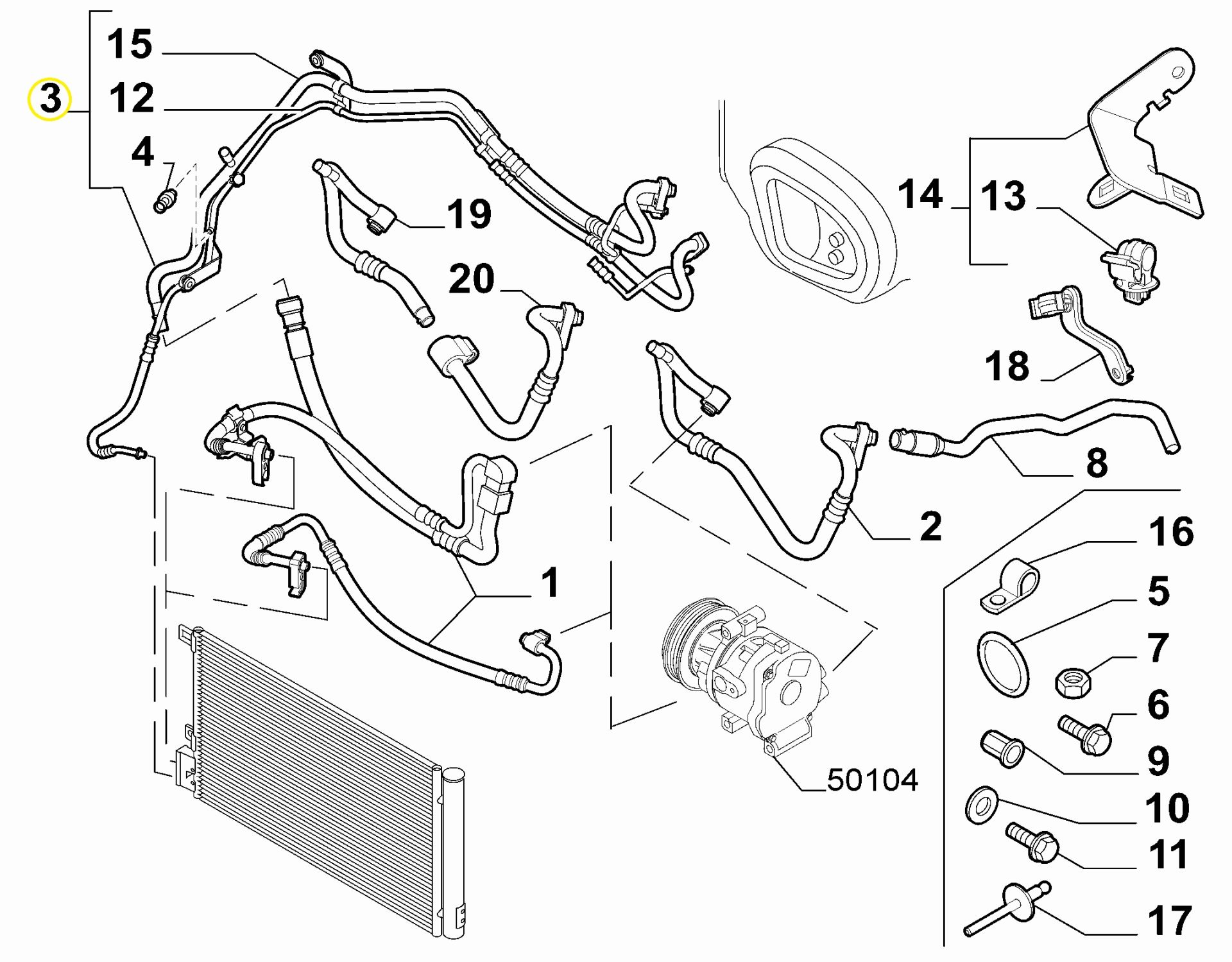 Fiat Linea Esnek Klima Borusu OPAR 51873958