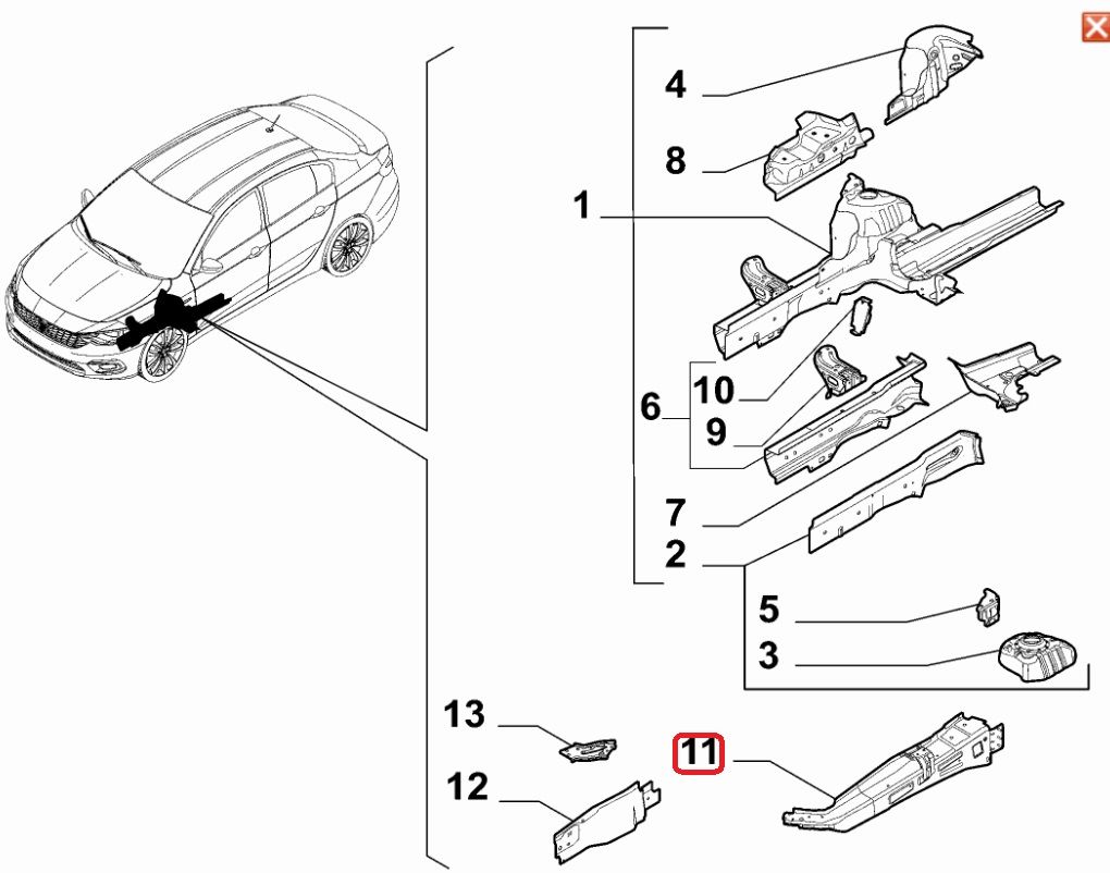 Fiat Egea Podya Çamurluk Bağlantı Sacı Sağ 52182137