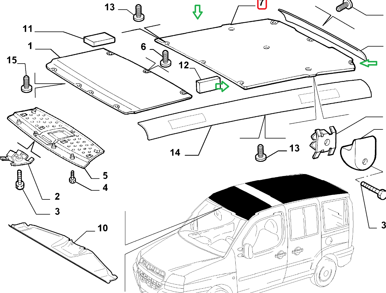 OPAR FIAT Doblo Arka Tavan Döşemesi 735430857