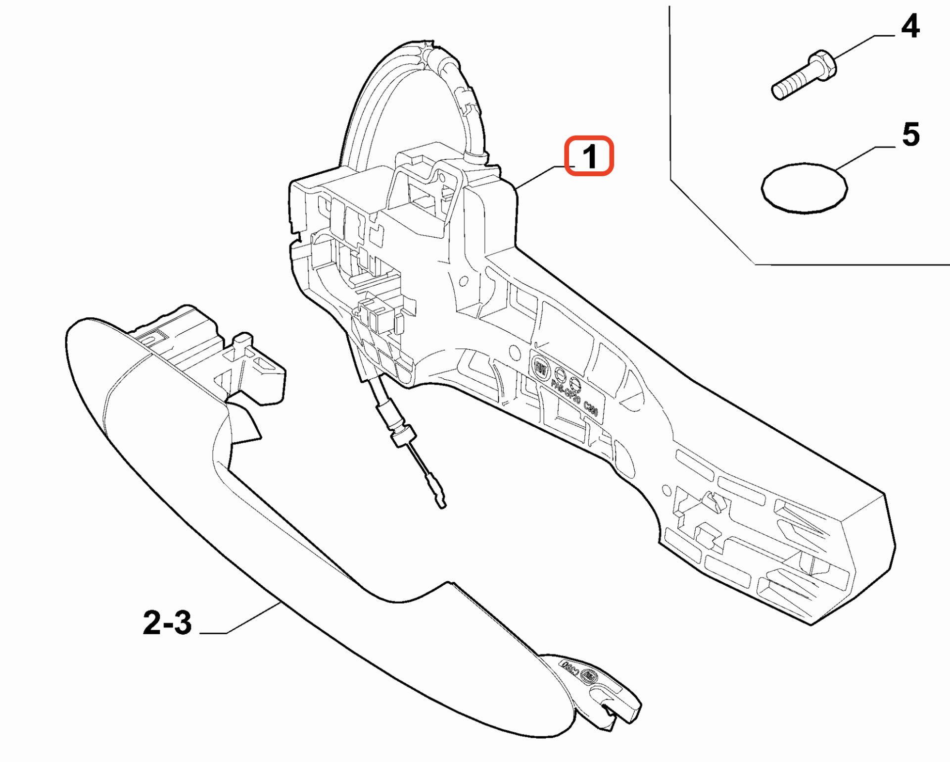 Fiat Egea Arka Sol Kapı Kolu Gövdesi OPAR 52157008