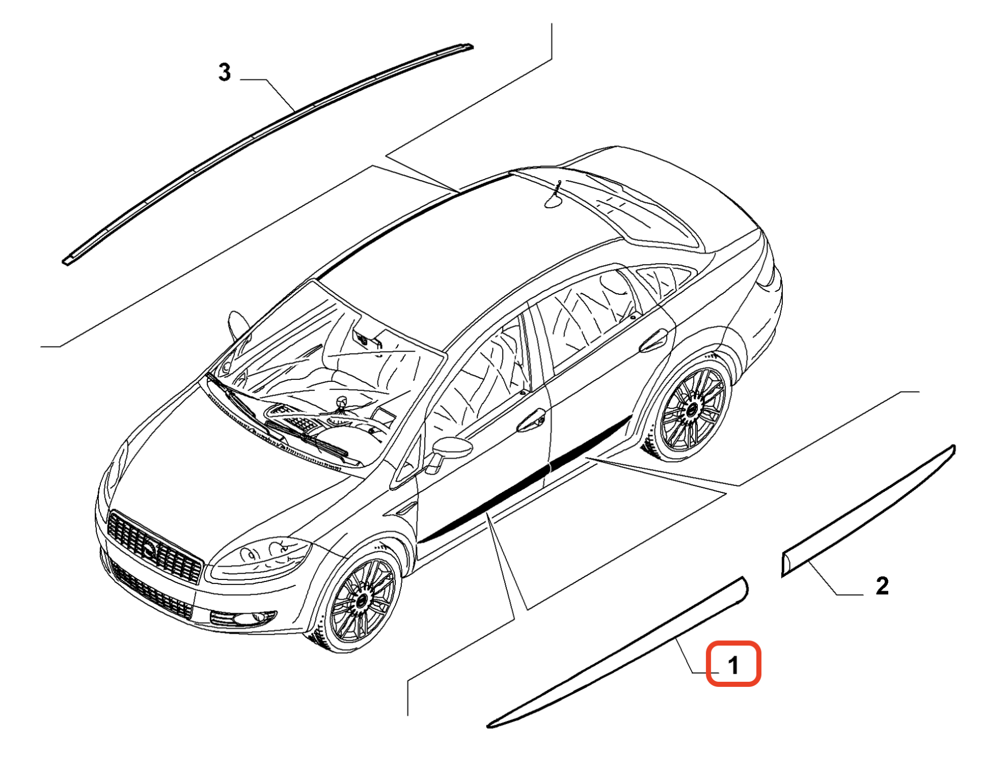 Fiat Linea Sağ Ön Kapı Çıtası OPAR 735457509