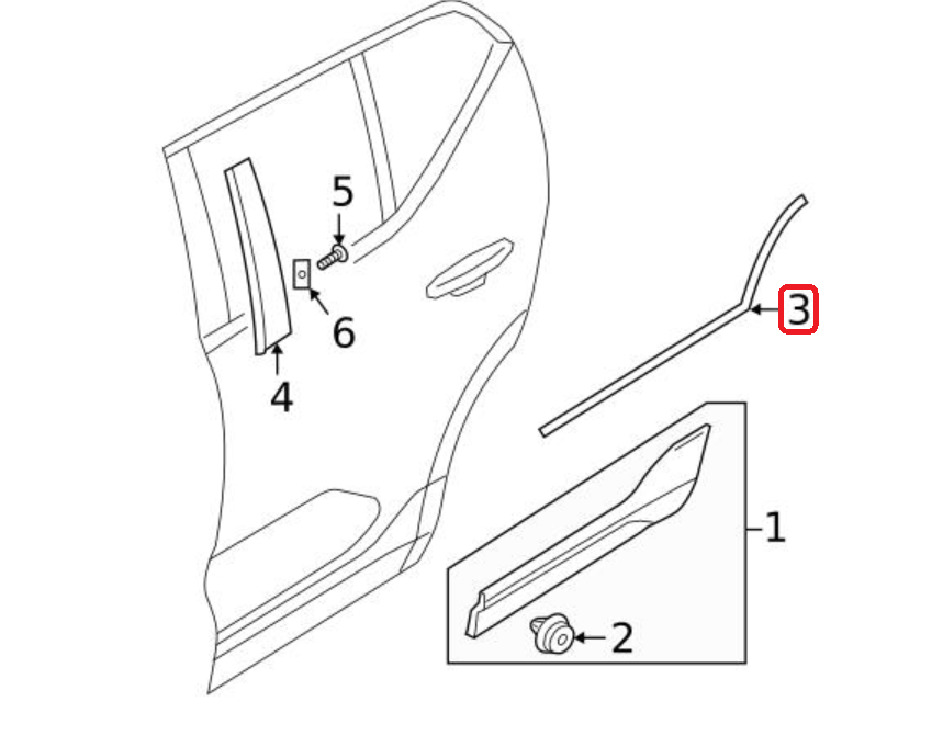 VOLVO XC40 Arka Sol Kapı Çıtası 31457006