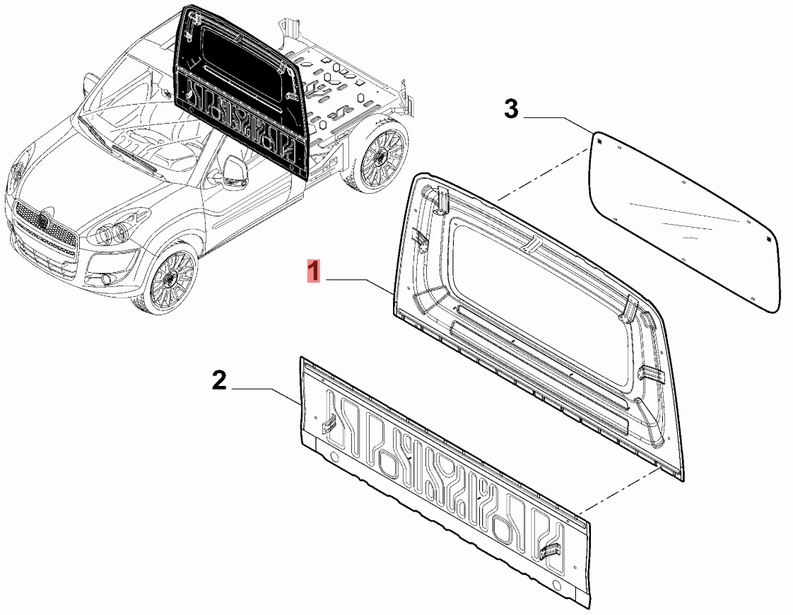 Fiat Doblo III 2010 Arka Bölme Sacı OPAR 51927260