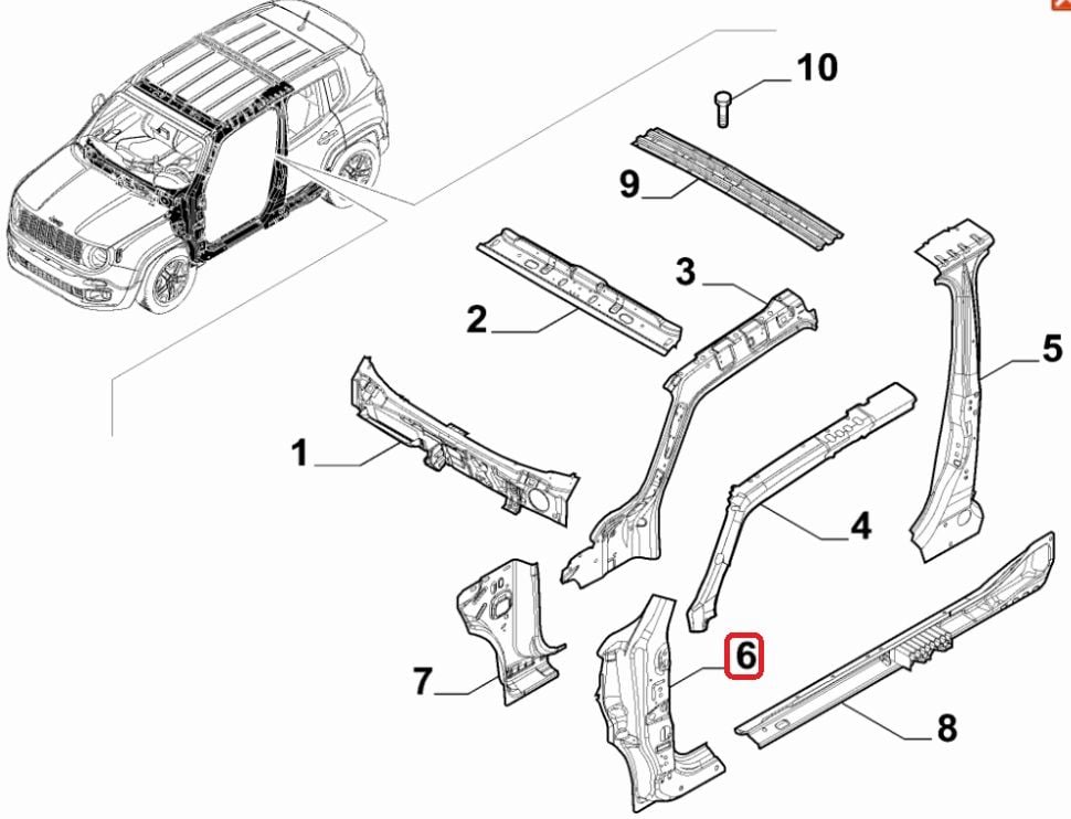 Jeep Renegade Orta Gövde İskelet Sacı 51947039