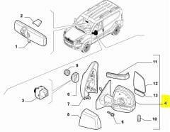 FIAT Doblo Sağ Dış Dikiz Aynası 735668162