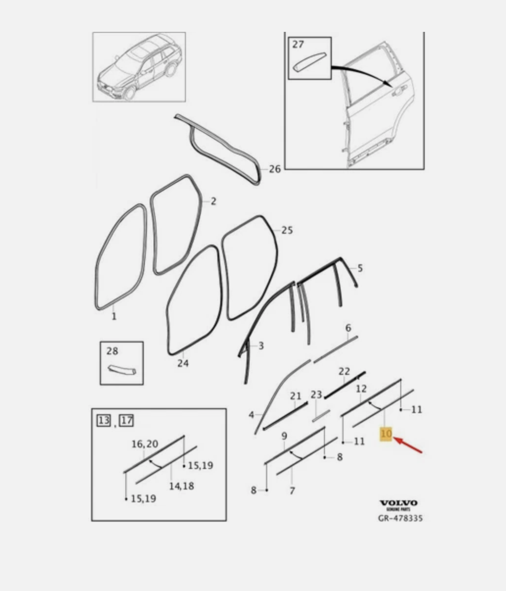 VOLVO XC90 Arka Sağ Kapı Cam Çıtası 32378404