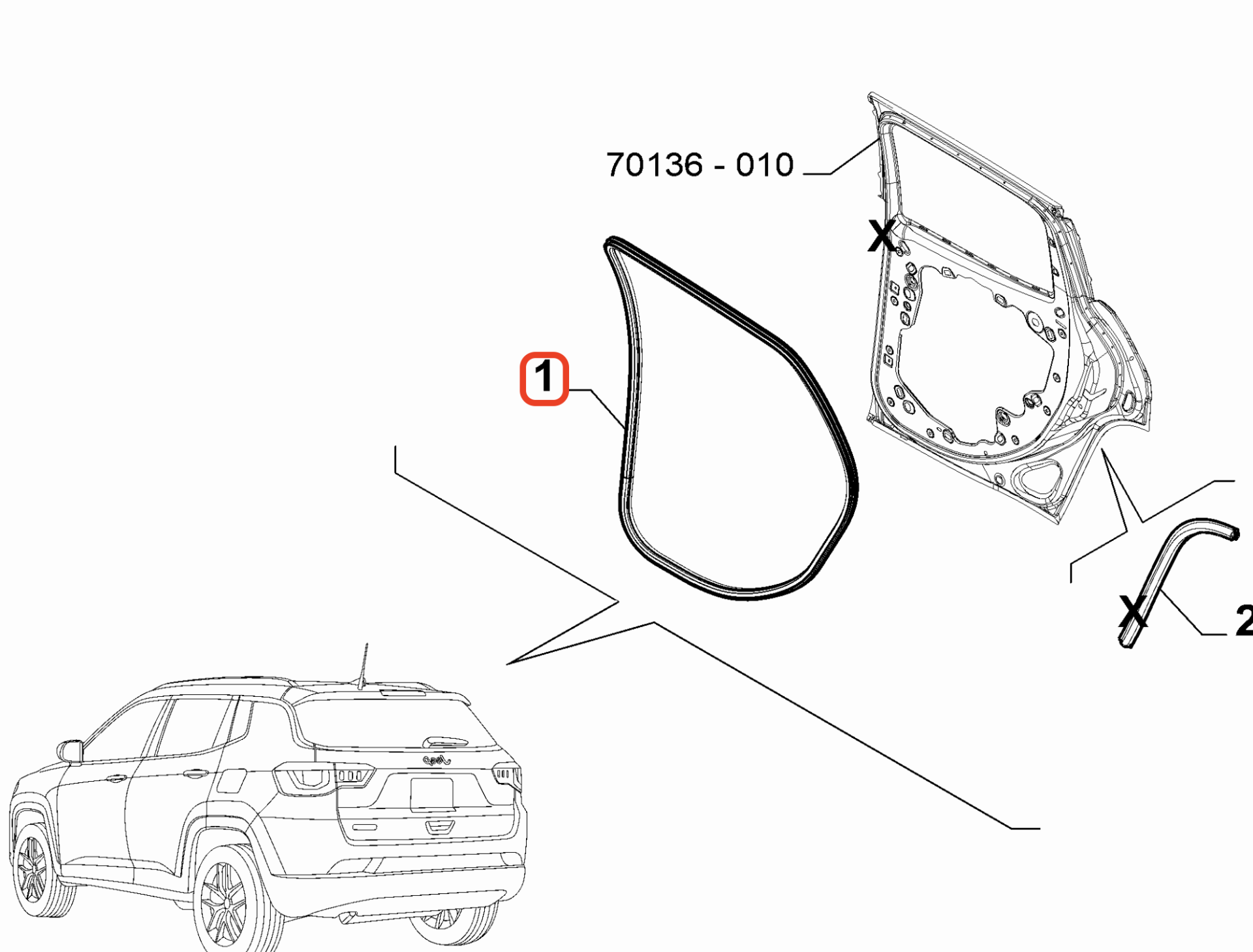 Jeep Compass Arka Kapı Fitili 52156970