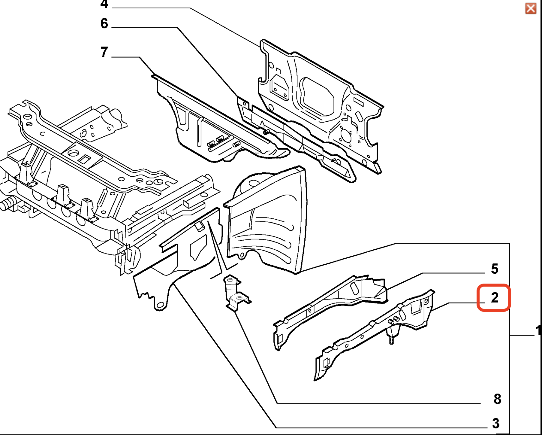 Fiat Palio Siena Strada Gövde Ön İsleket Sacı 46755358 - 46845330