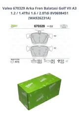 VALEO 670329 GOLF 7 Arka Fren Balatası 8V0698451