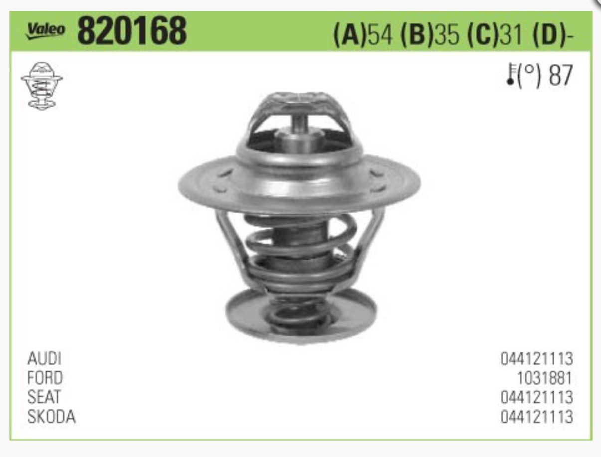 A3/A4/A6/Bora/Caddy/Golf Termostat VALEO 820168
