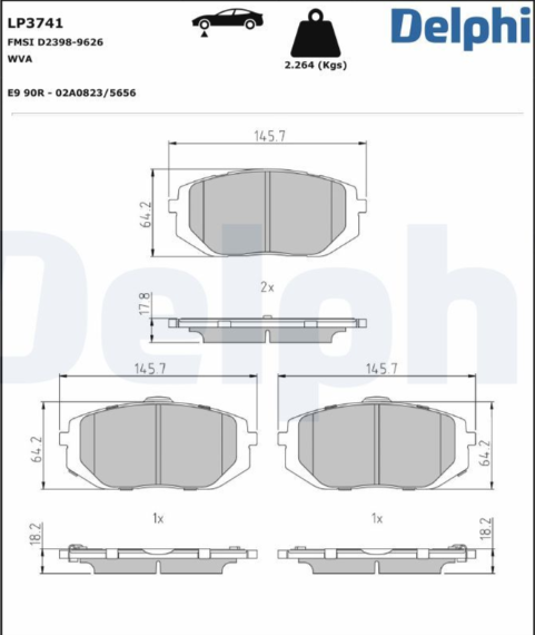DELPHI LP3741 / Ön Fren Balatası  SPORTAGE-TUCSON-EV6 / 58101N7A10
