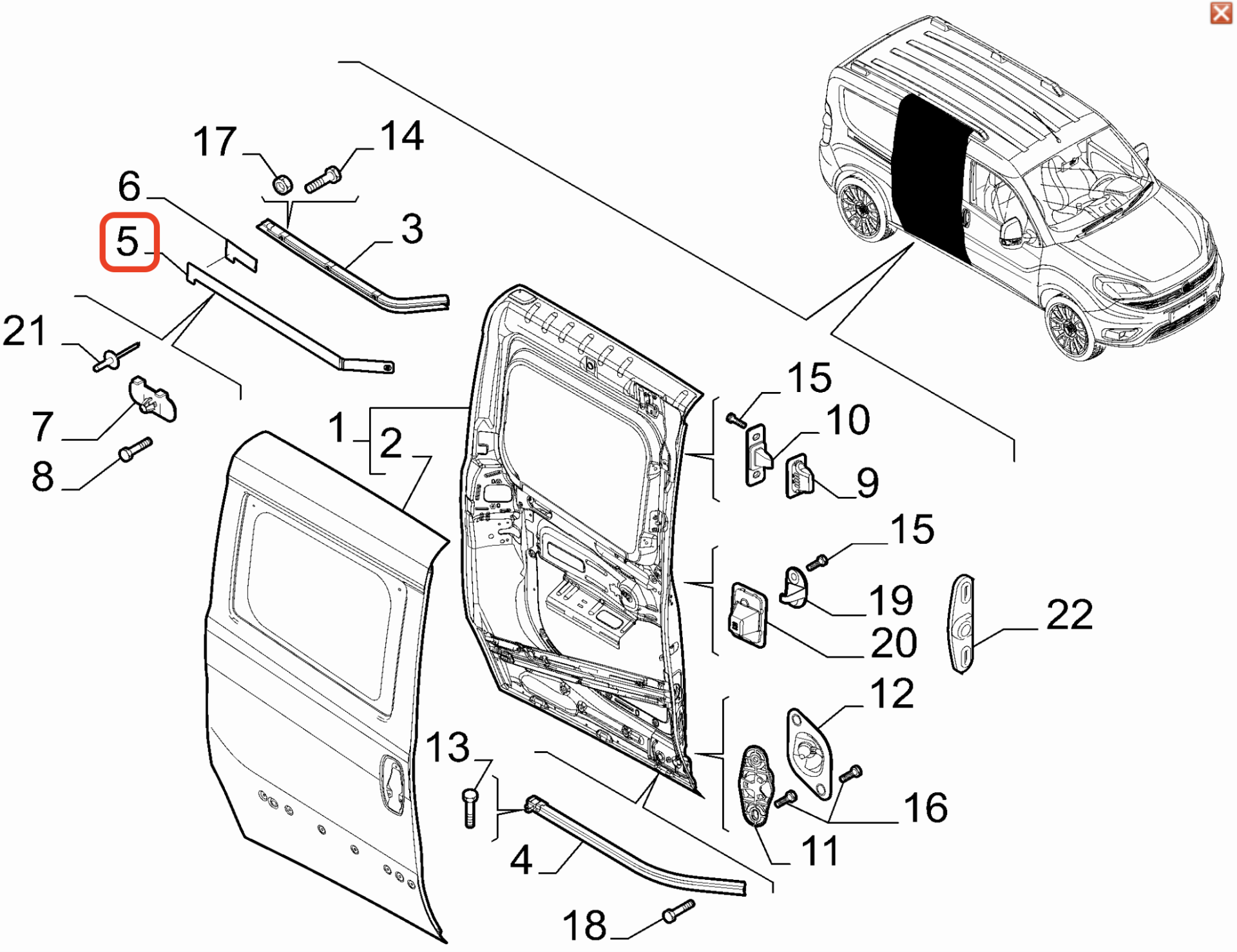 Doblo Orta Sürgülü Kapı Ray Kaplaması OPAR 735517173