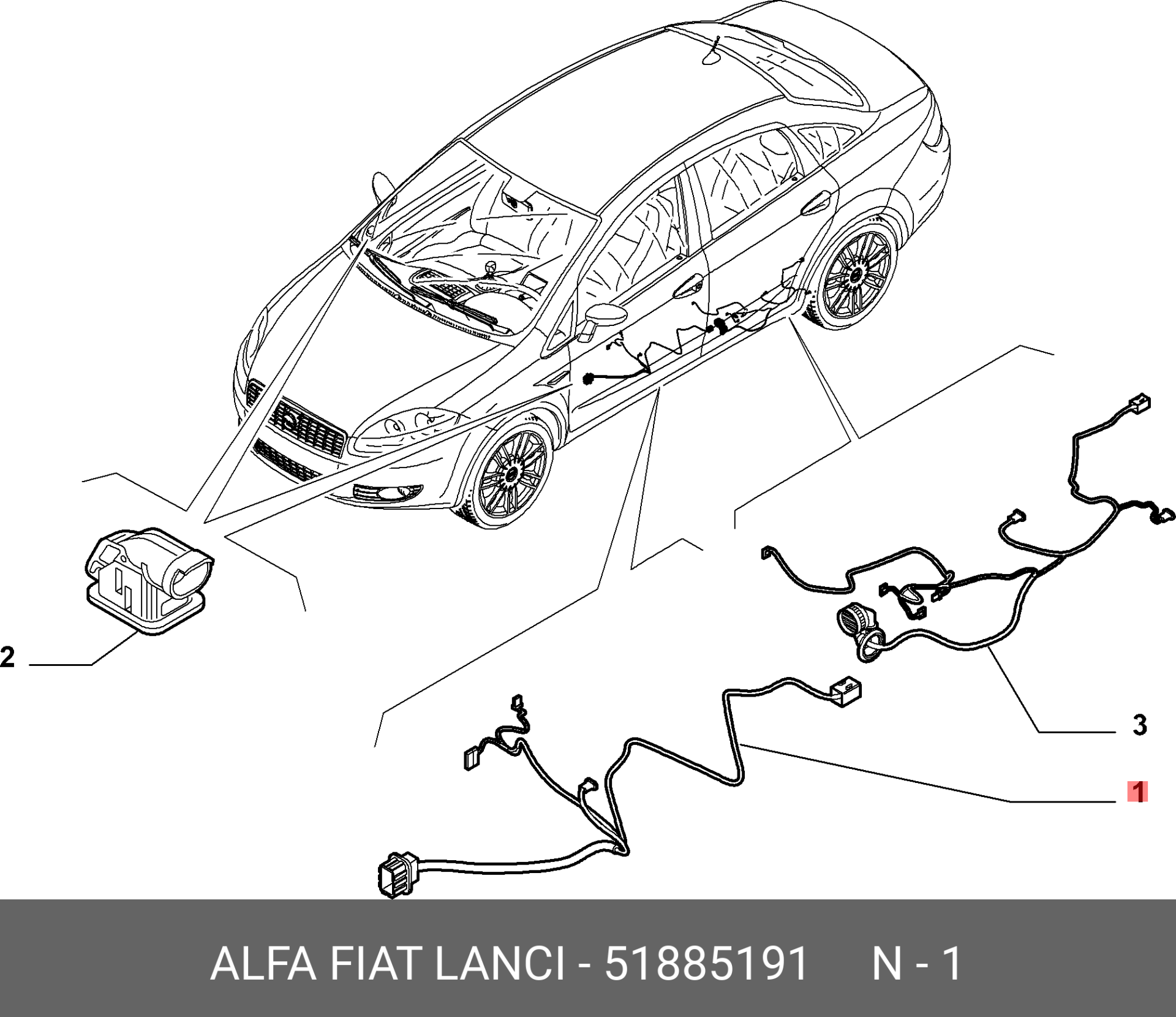 Fiat Linea Ön Sol Kapı Tesisatı 51885191