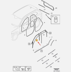 VOLVO XC60 Ön Sol Kapı Cam Üst Çıtası 31424385