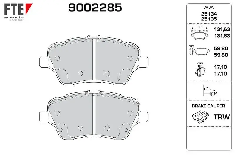 FTE 9002285 Courier Arka Fren Balatası  MEAY1J2K021AA