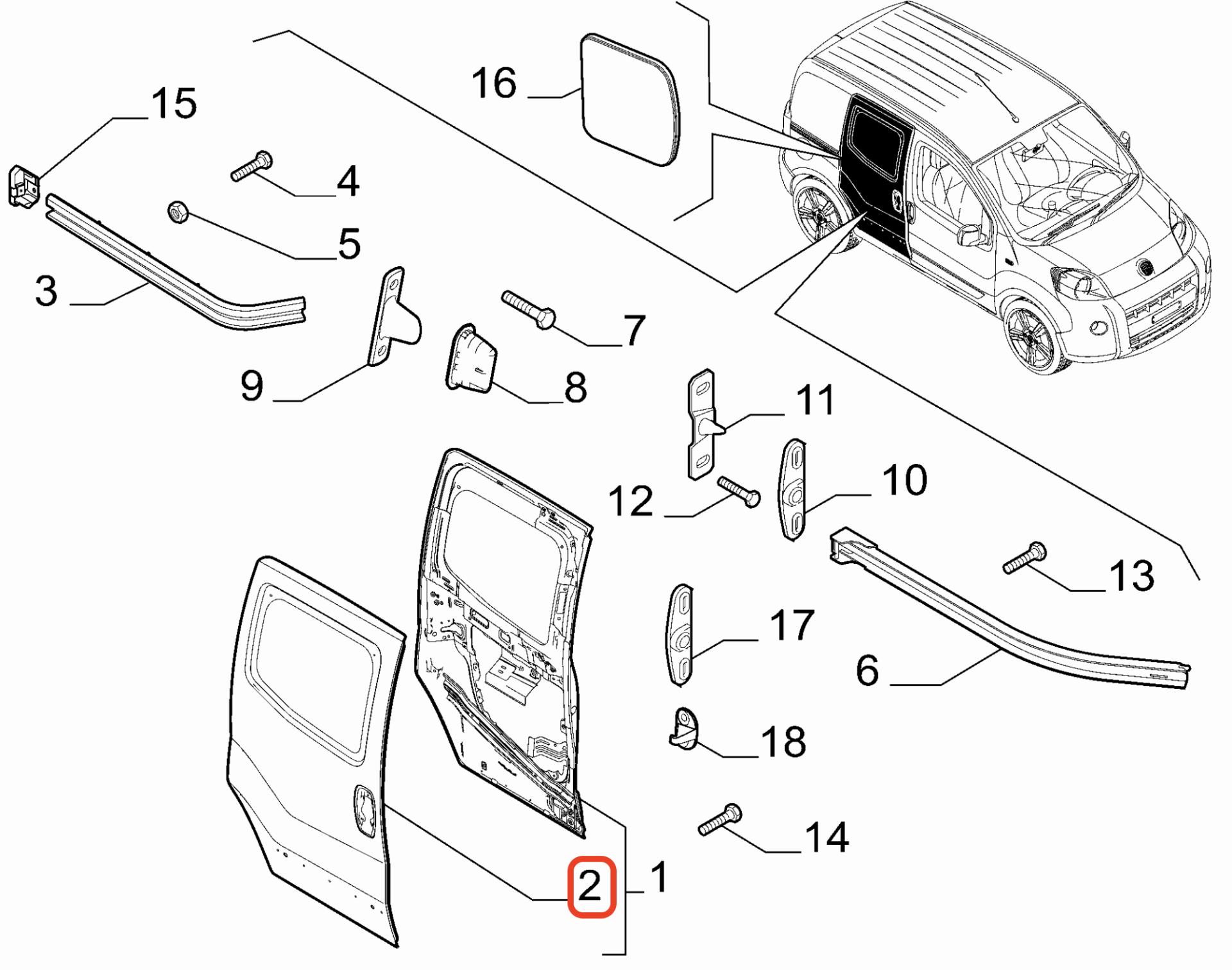 Fiat Fiorino Arka Sağ Pencereli Kapı Sacı OPAR 52136370