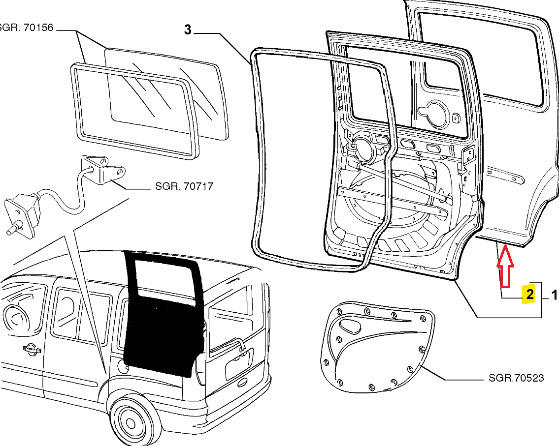 Doblo Sağ Sürgülü Kapı Sacı 98808060