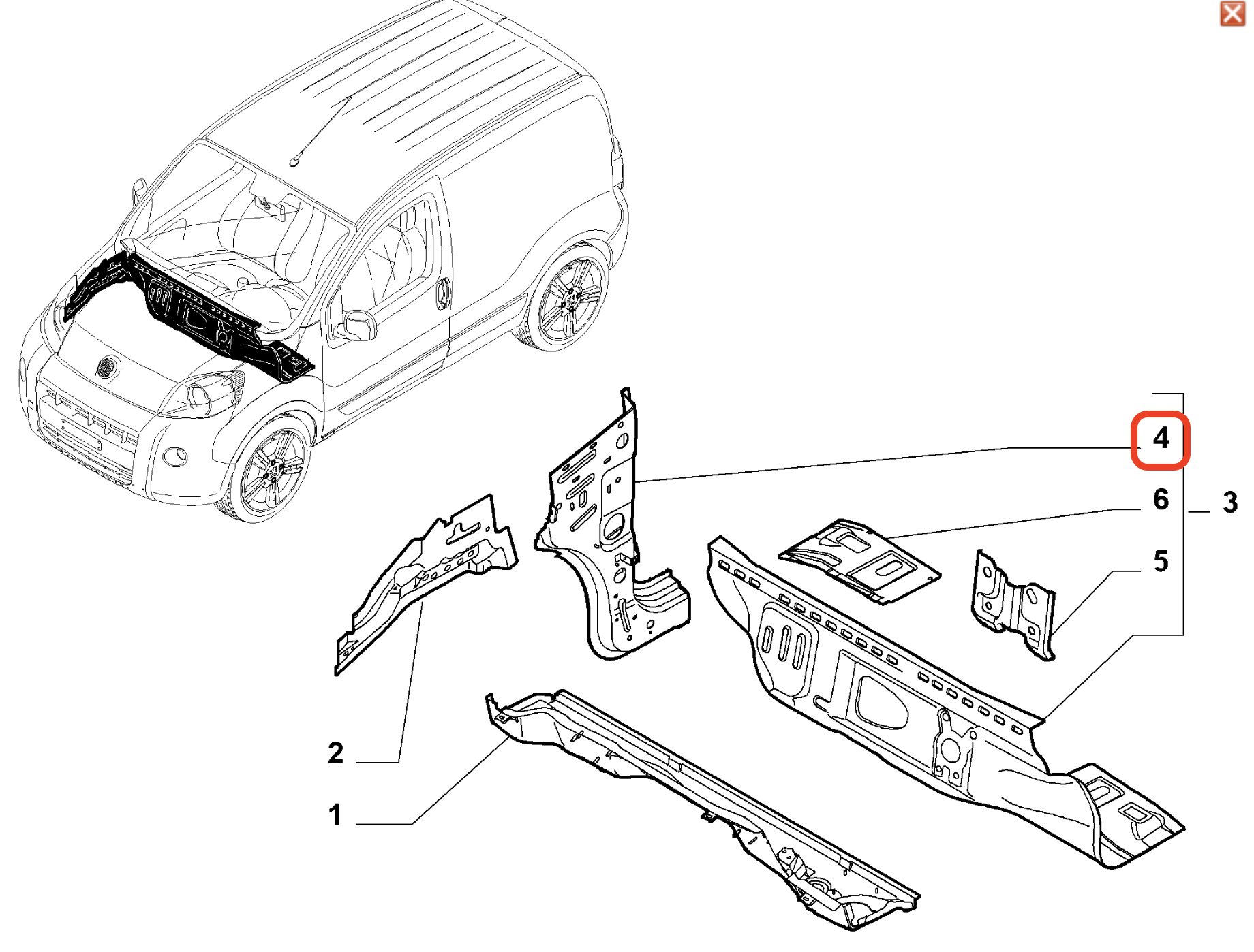 Fiat Fiorino Ön Sağ İç İskelet Sacı 1393302080