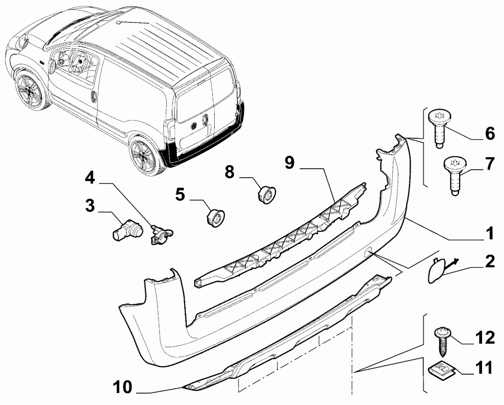 Fiat Fiorino Arka Tampon Kaplaması OPAR 735656768