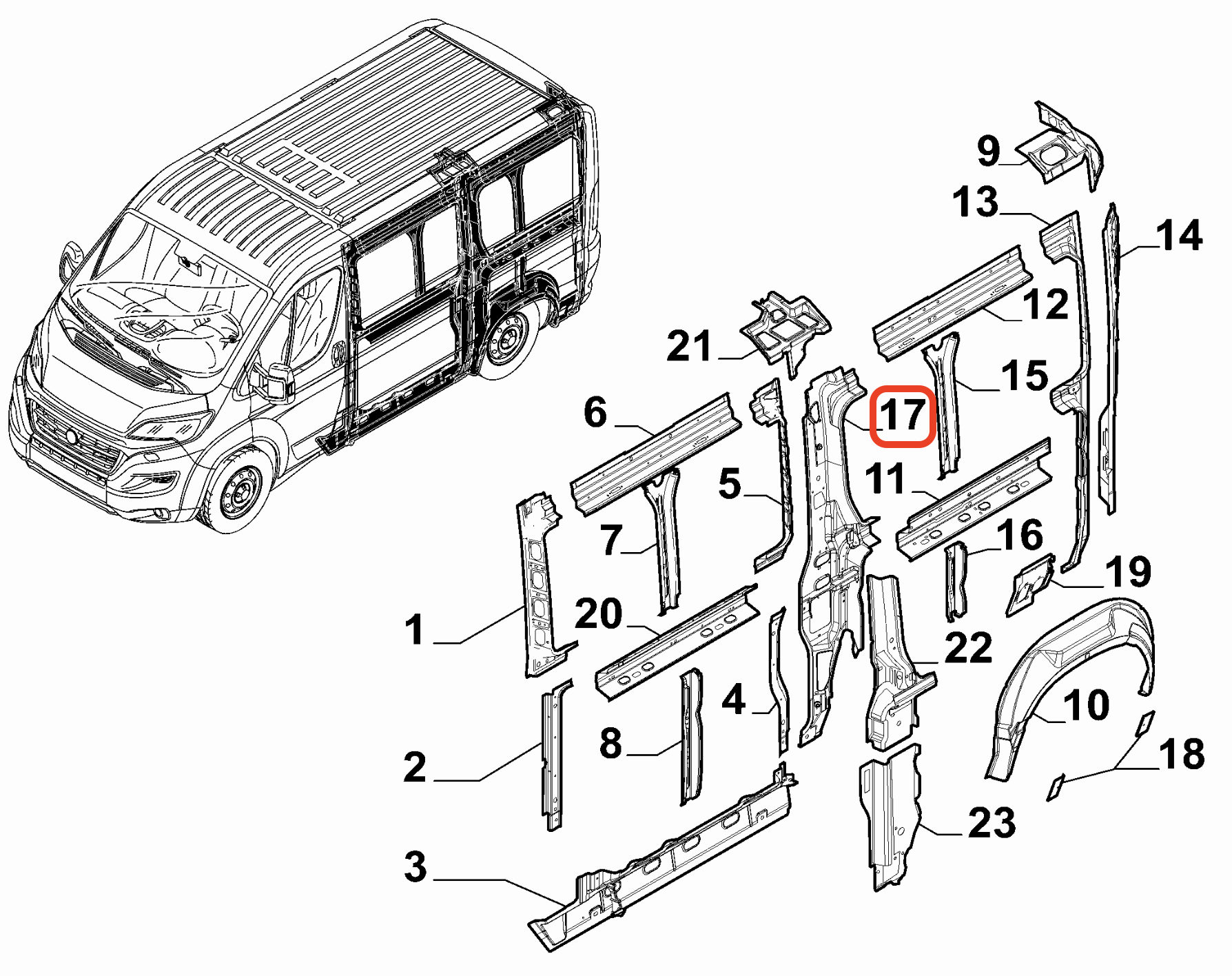 Fiat Ducato Sol İskelet Sacı 1346132080 - 53176964