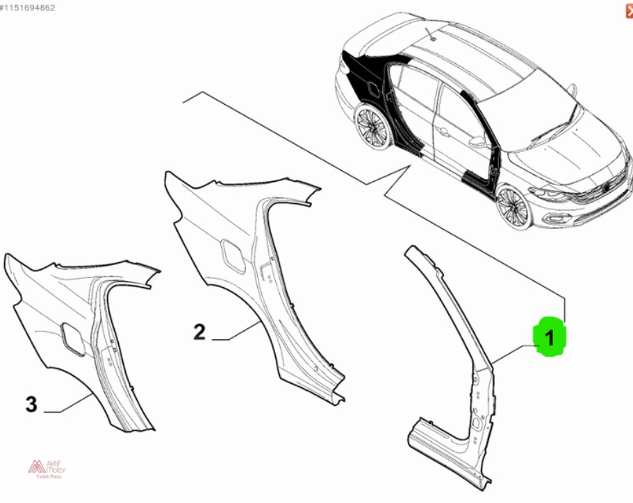 FIAT Egea Ön Sağ Direk Dış Sacı 52055573