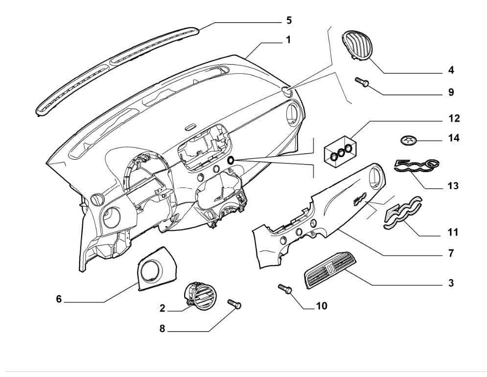 Fiat 500 Torpido Gövdesi OPAR 735539045 / 735469876