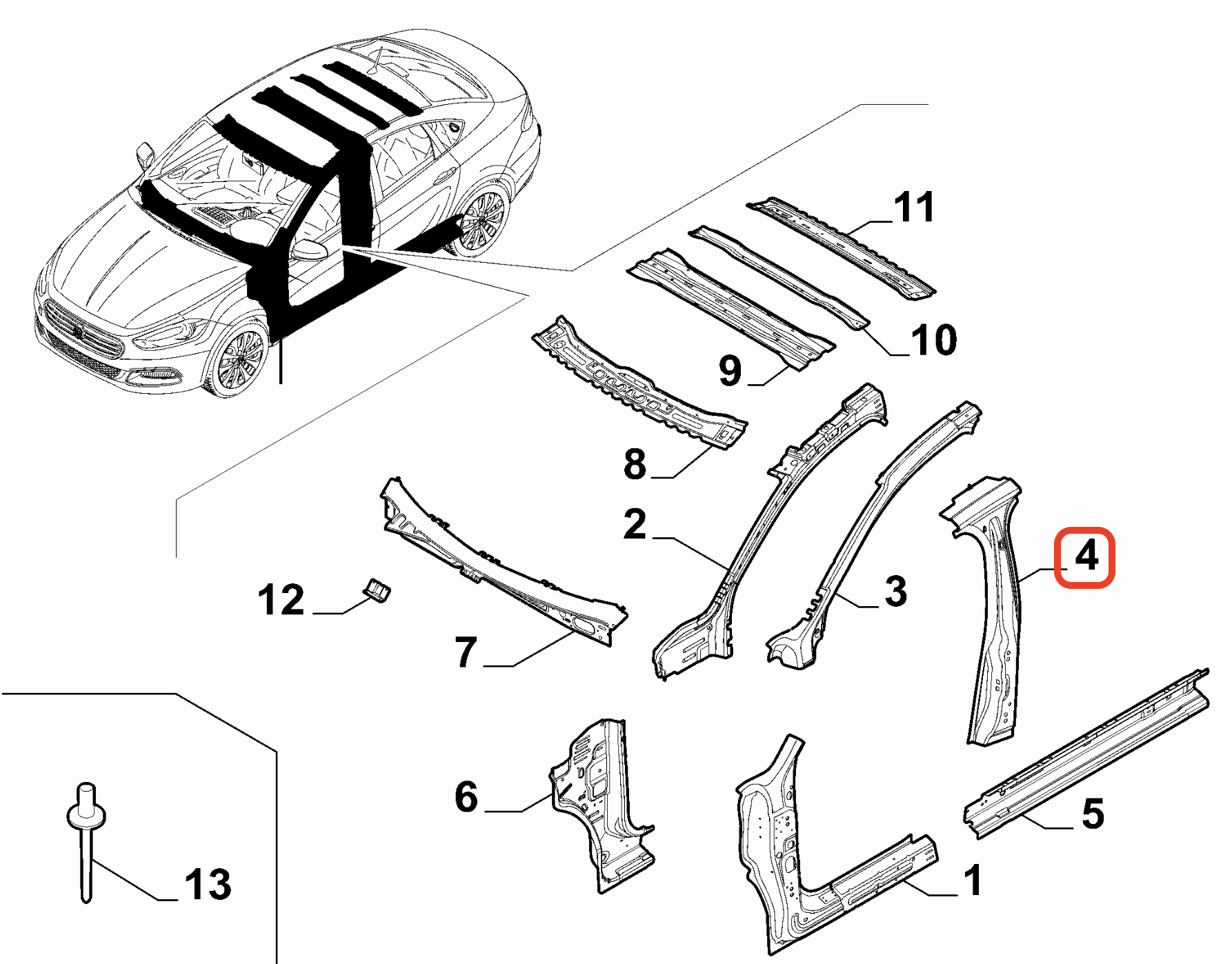 Fiat Egea Orta Sağ İskelet 52149139