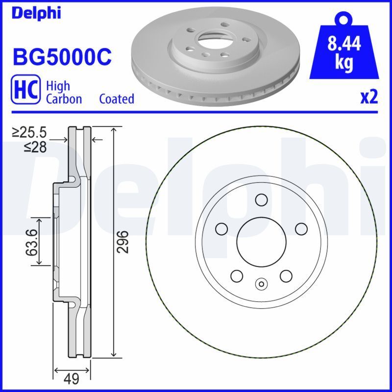 DELPHI BG5000C VOLVO S90 Ön Fren Diski 31423722