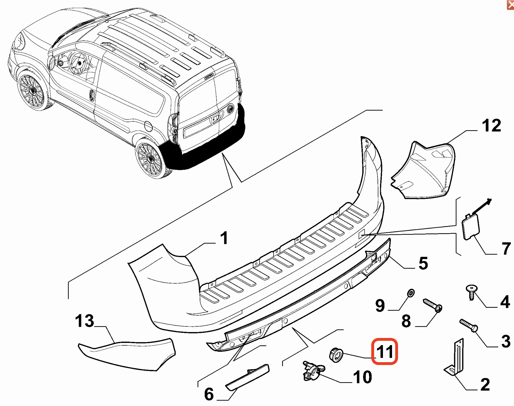 Fiat Doblo 4 Arka Sağ Park Sensör Yuvası OPAR 735638537