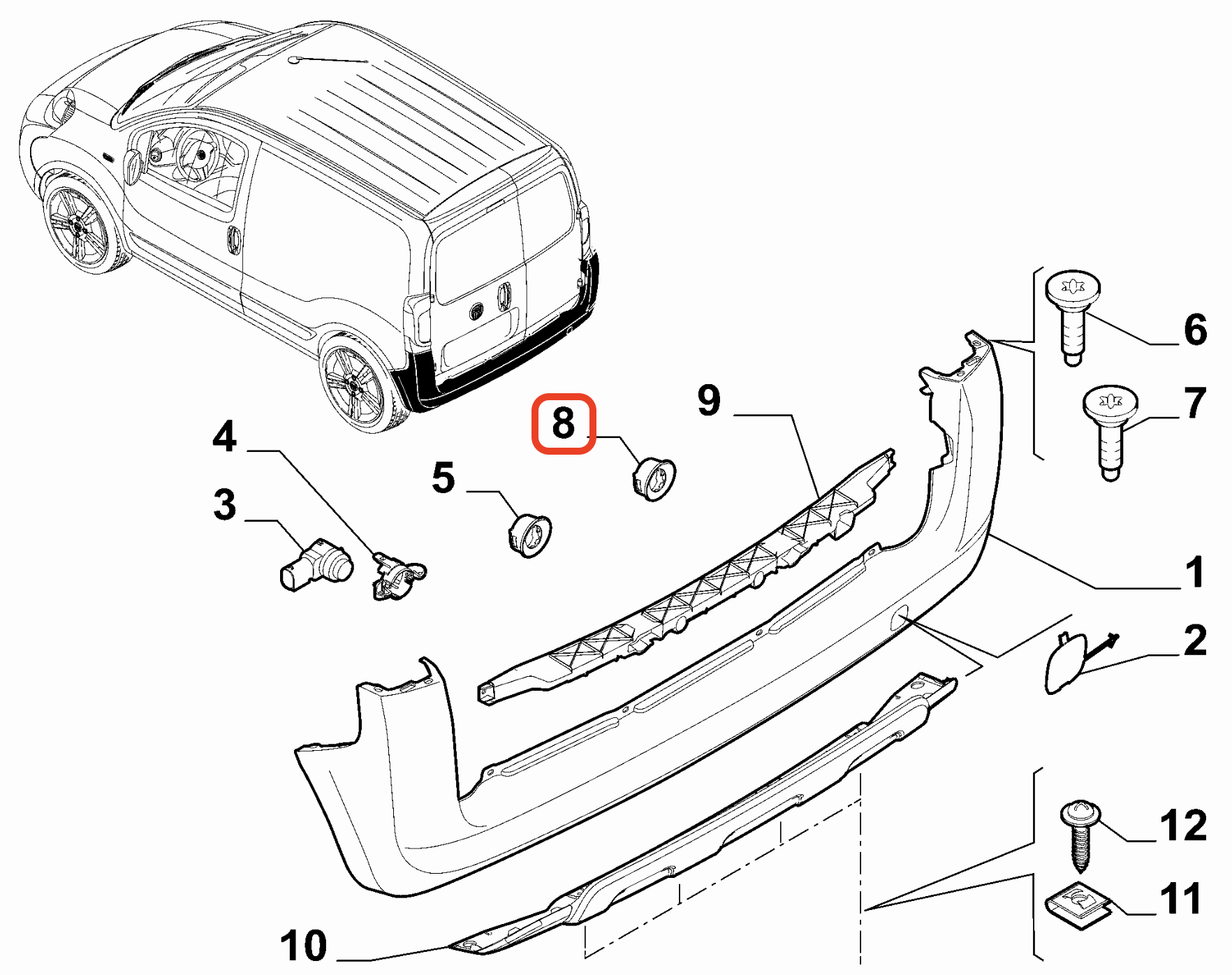 Fiat Fiorino Arka Park Sensör Yuvası OPAR 735641604