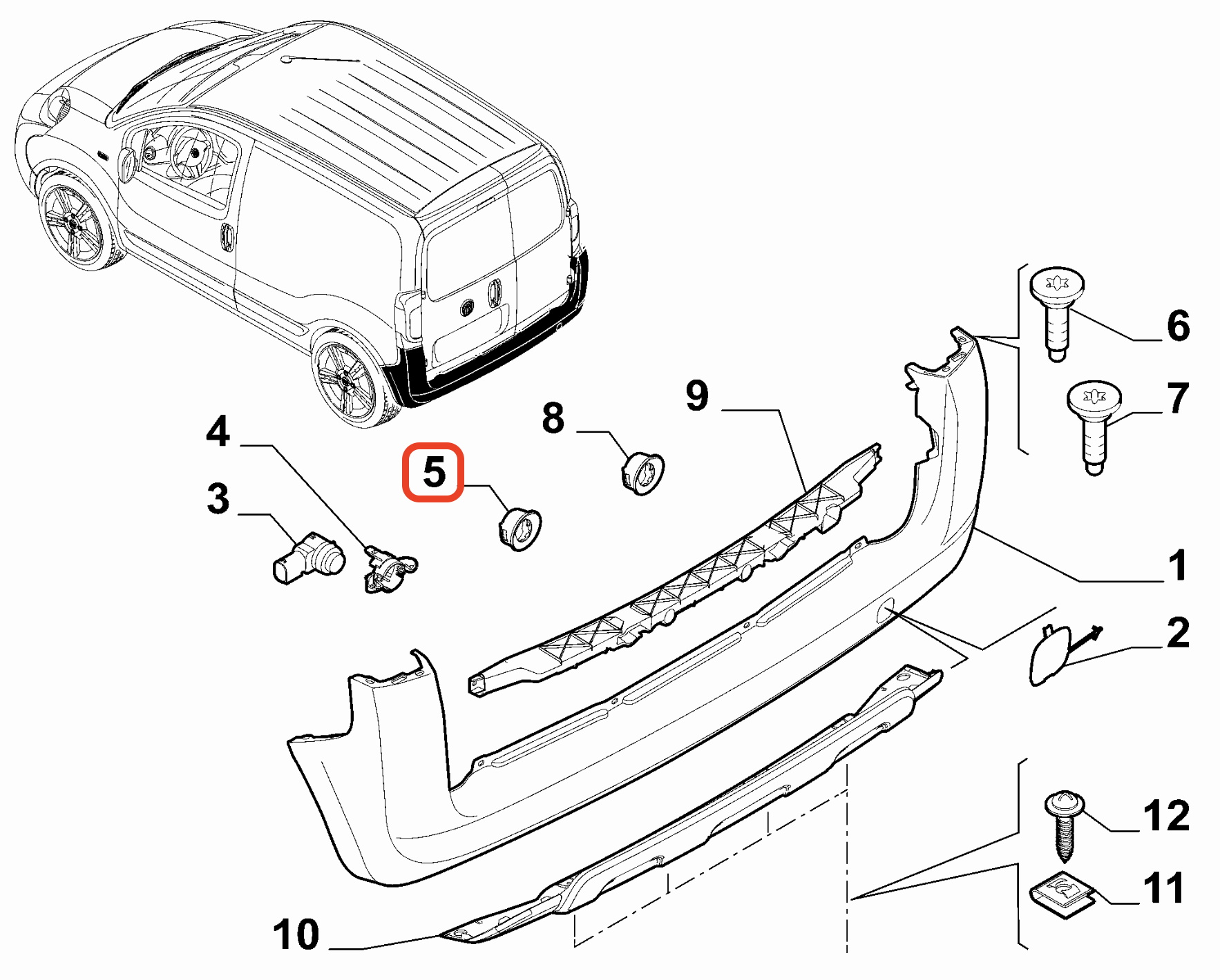 Fiat Fiorino Arka Park Sensör Yuvası OPAR 735641605