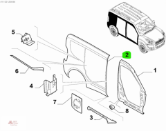 FIAT Maxi Doblo Arka Sol Yan Sac Kısa şase ( Camlı Tip ) 2015> 52019201